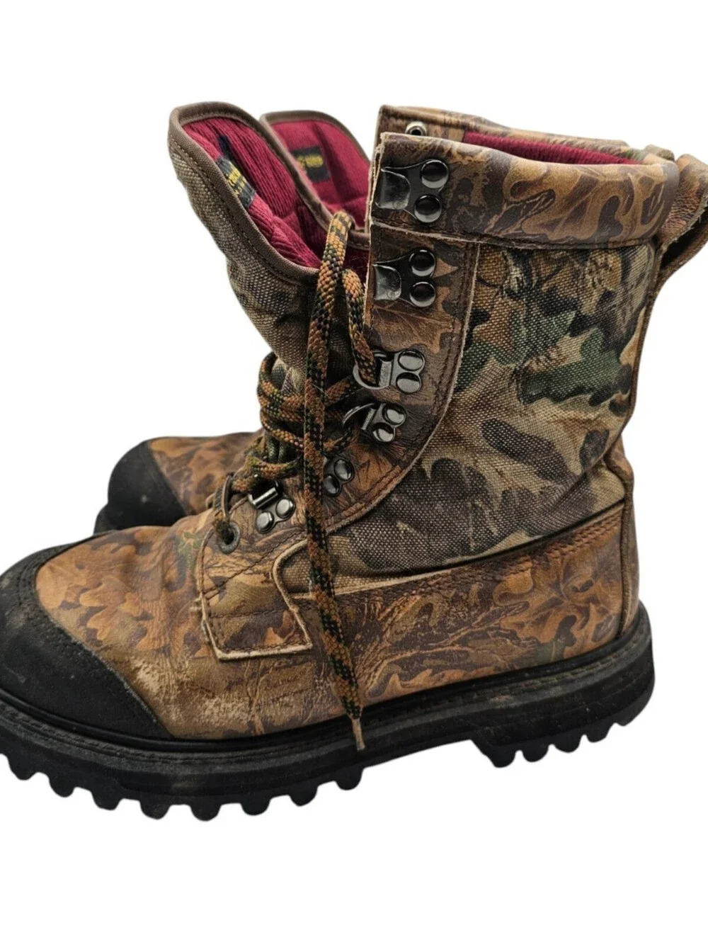 Mens Cabelas Thinsulate 800 Gram 8.25” Camo Boots Size 7 Leather Hunting